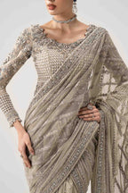 03-Piece Heavy Embroidered Chiffon Saree | Ready To Wear