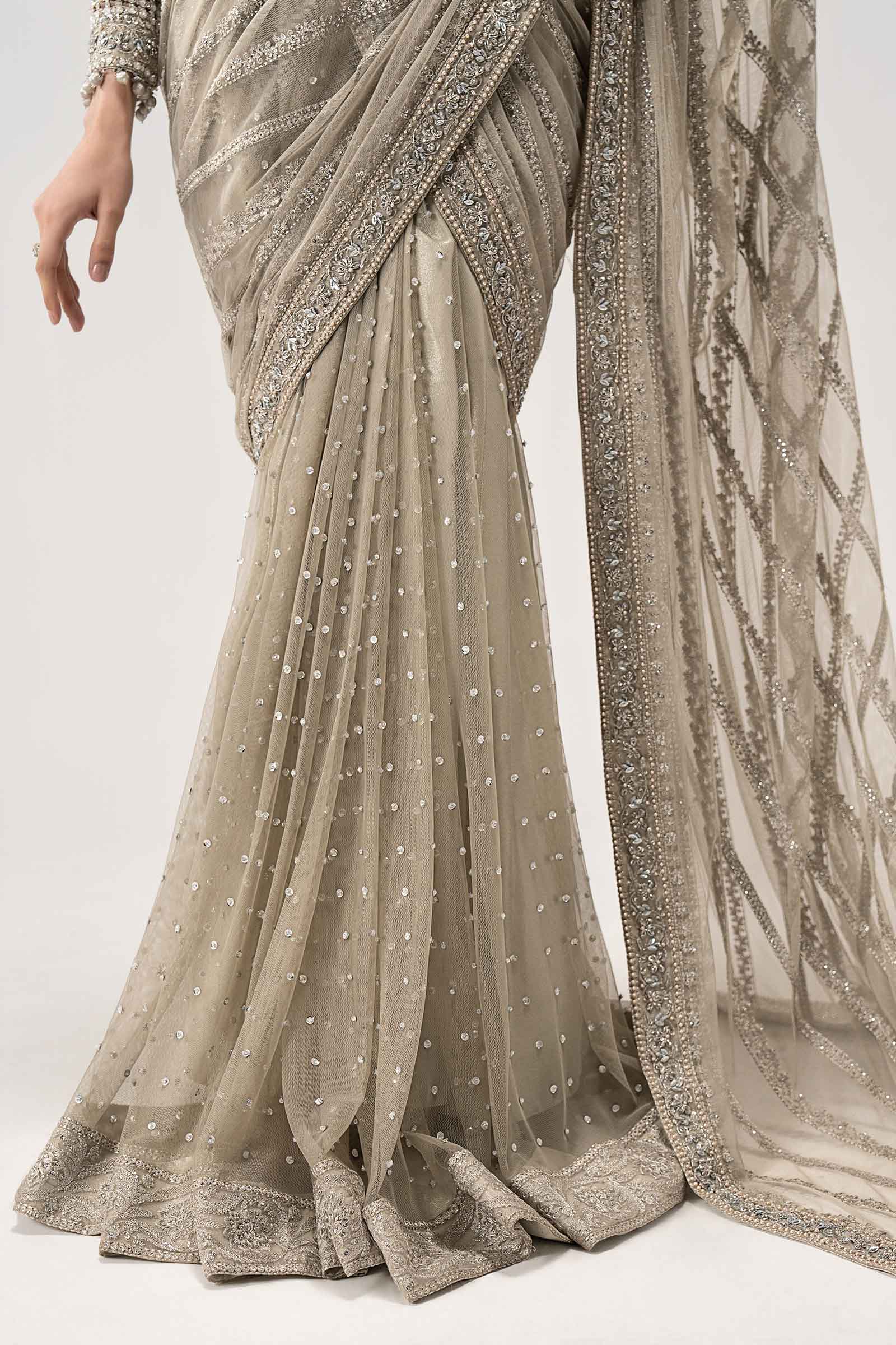 03-Piece Heavy Embroidered Chiffon Saree | Ready To Wear