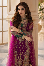Plum Magneta: Embroidered Chiffon Suit With Net Dupatta | Ready To Wear