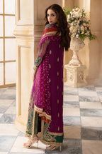 Plum Magneta: Embroidered Chiffon Suit With Net Dupatta | Ready To Wear