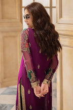 Plum Magneta: Embroidered Chiffon Suit With Net Dupatta | Ready To Wear