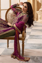 Plum Magneta: Embroidered Chiffon Suit With Net Dupatta | Ready To Wear