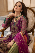 Plum Magneta: Embroidered Chiffon Suit With Net Dupatta | Ready To Wear