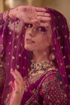 Plum Magneta: Embroidered Chiffon Suit With Net Dupatta | Ready To Wear
