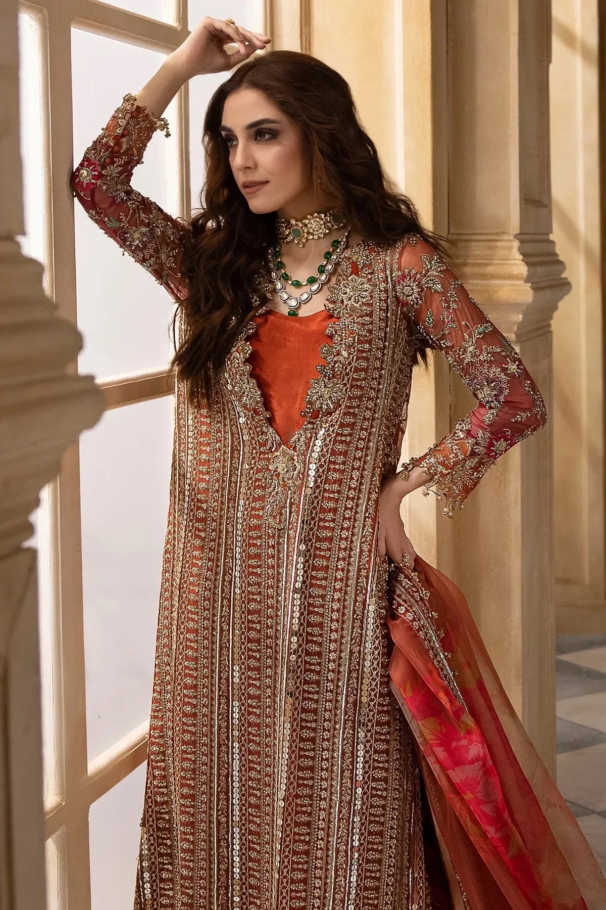 03-Piece Embroidered Chiffon Suit With Organza Dupatta | Ready To Wear