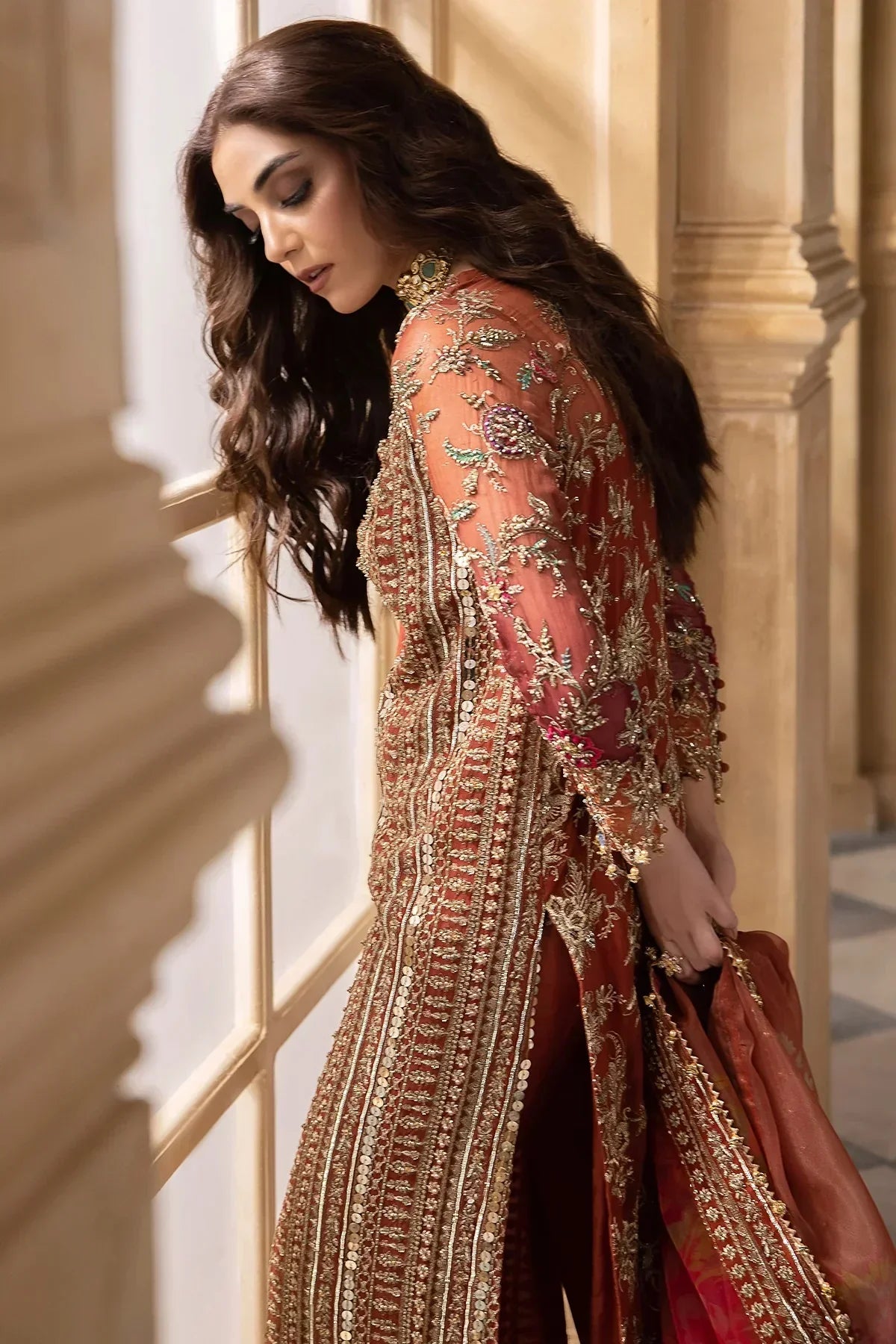 03-Piece Embroidered Chiffon Suit With Organza Dupatta | Ready To Wear