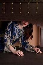 Royal Indigo Blue: Embroidered Silk Kaftan | Ready To Wear