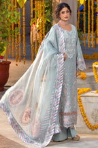 03-Piece Lawn Cotton Suit With Khaddi Net Dupatta | Ready To Wear