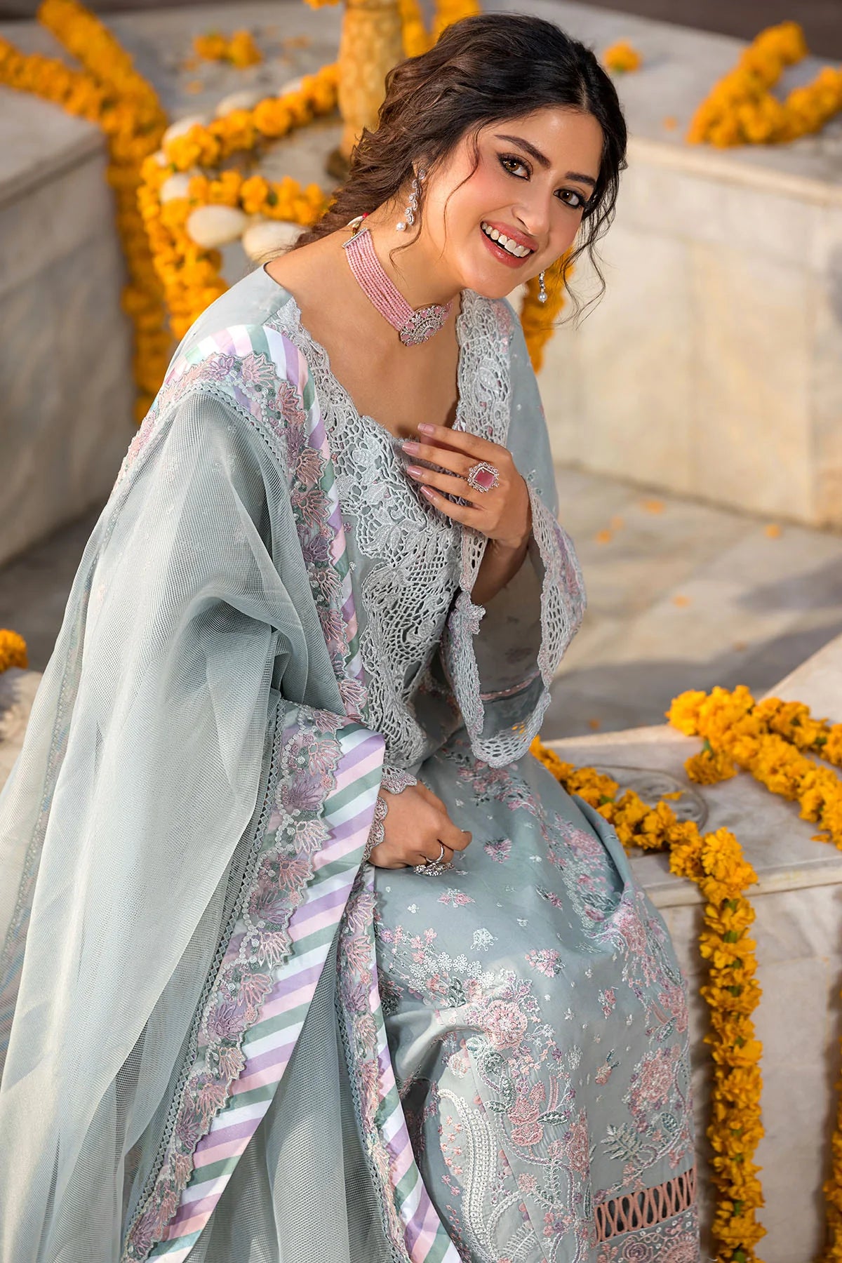 03-Piece Lawn Cotton Suit With Khaddi Net Dupatta | Ready To Wear