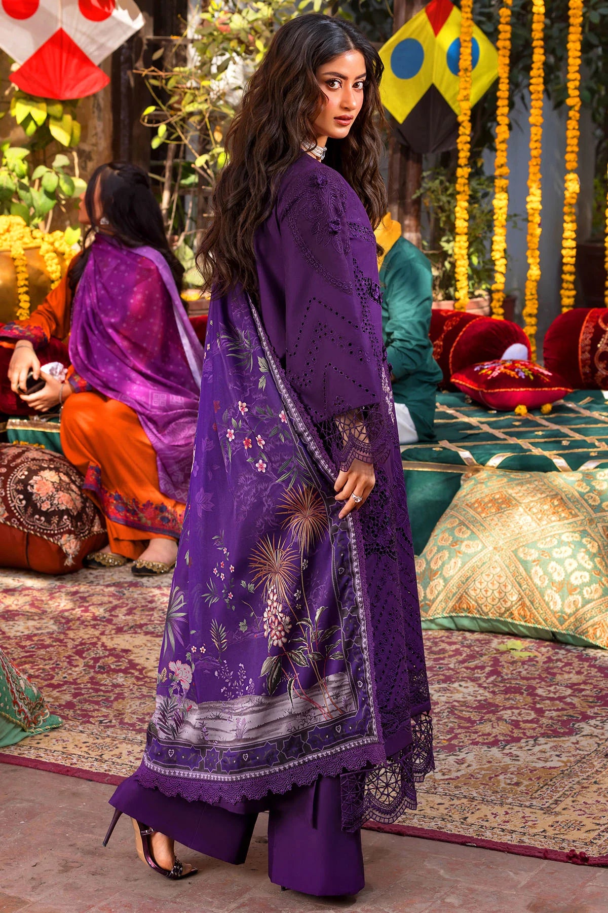 03-Piece Embroidered Cotton Suit With Printed Chiffon Dupatta | Ready To Wear