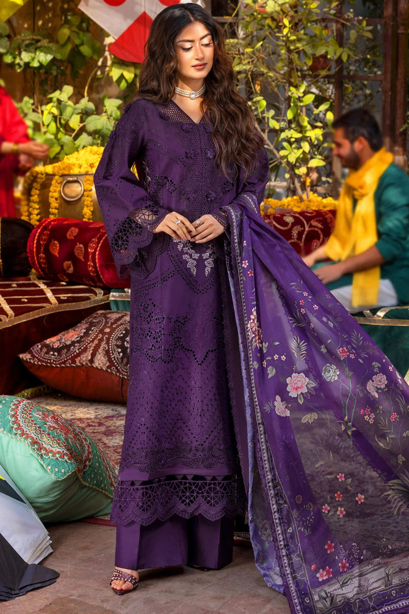 03-Piece Embroidered Cotton Suit With Printed Chiffon Dupatta | Ready To Wear