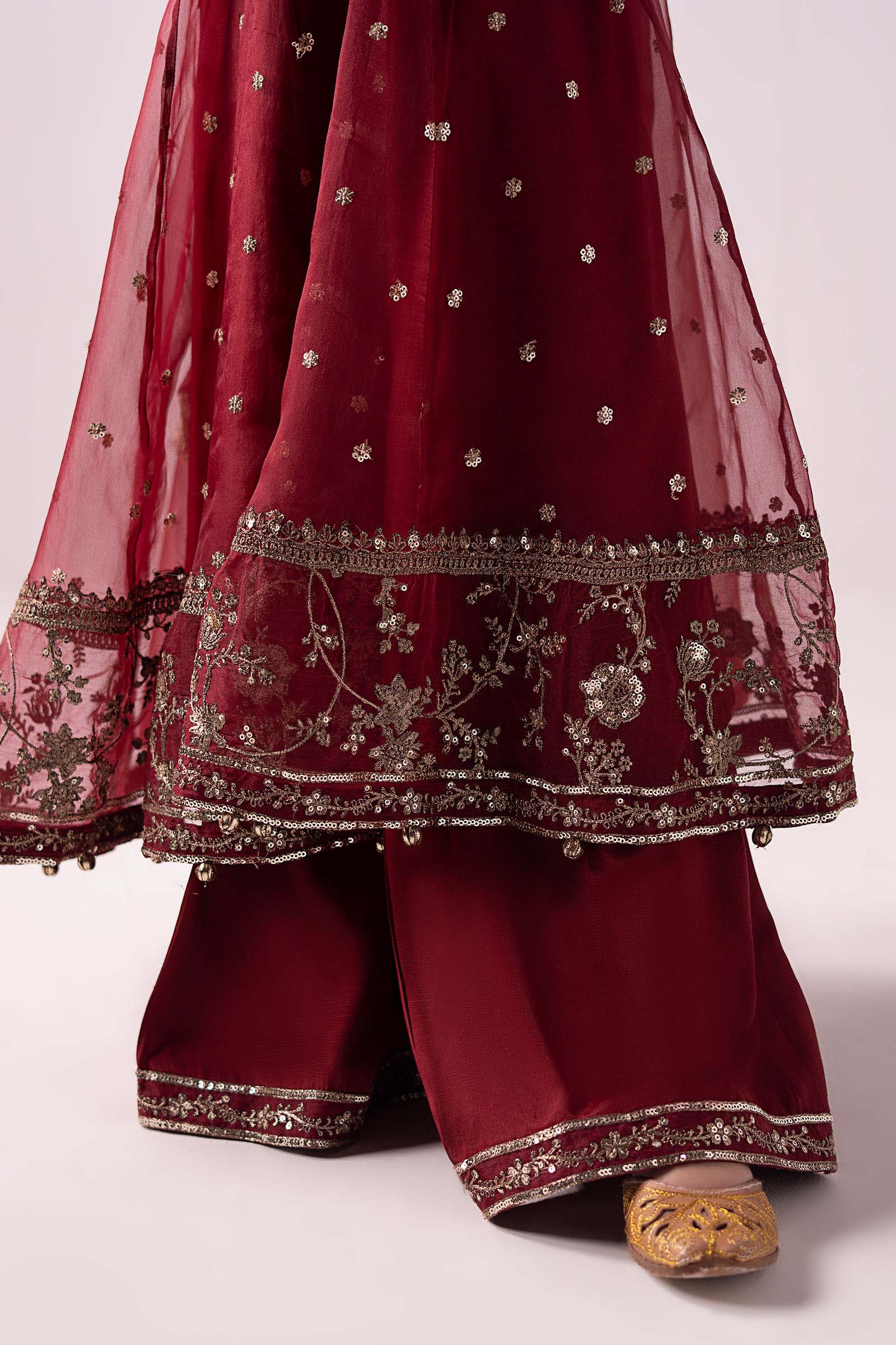 03 Piece Embroidered Chiffon Suit - Ready To Wear