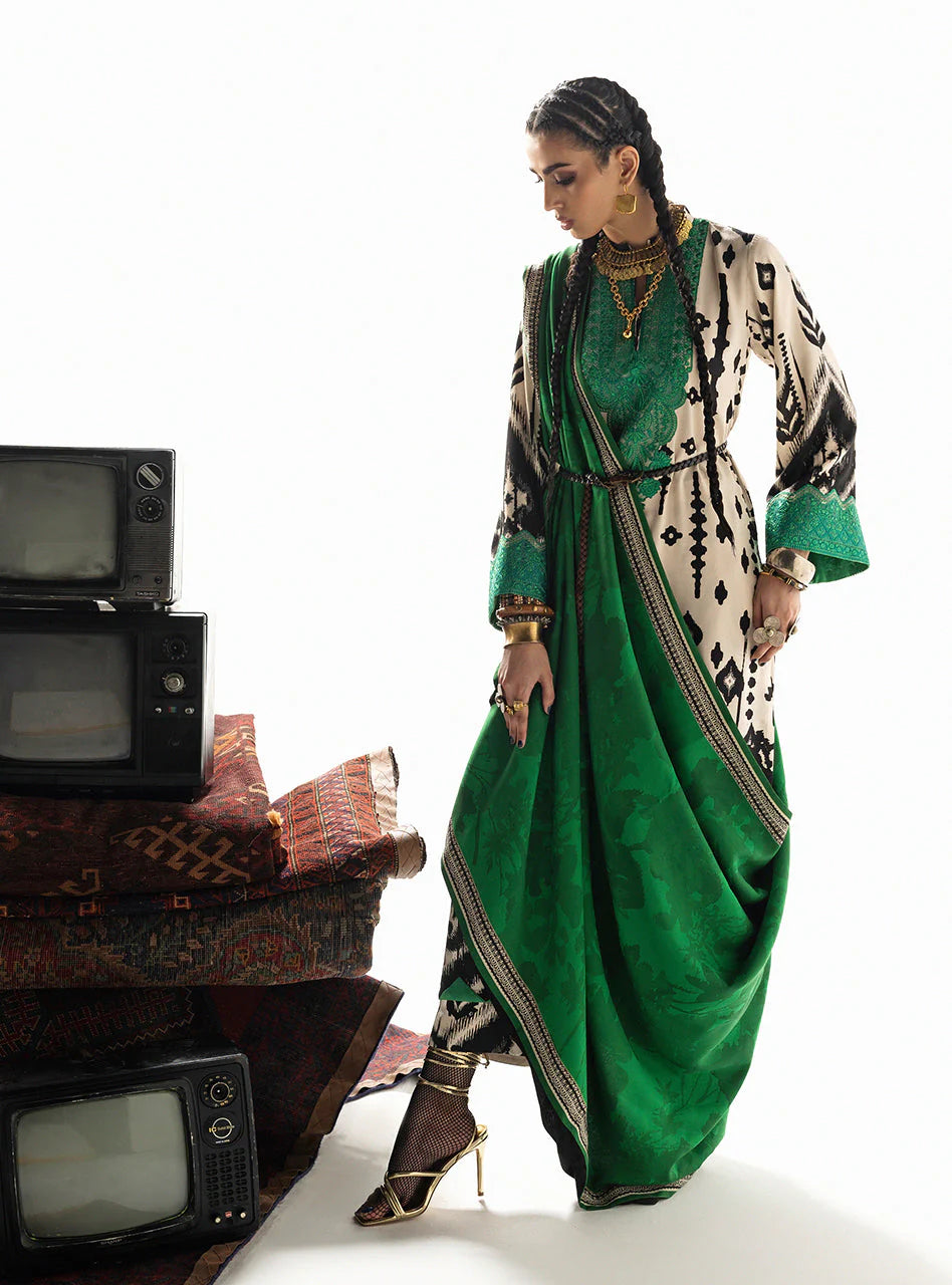 03-Piece Embroidered Print Lawn With Embroidered Chiffon Dupatta - Ready To Wear