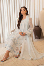 Luxury Embroidered Chiffon Suit with Satin Trouser