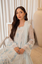 Luxury Embroidered Chiffon Suit with Satin Trouser