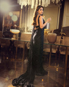 Luxury Fully Embroidered Chiffon Saree with Spangle Work