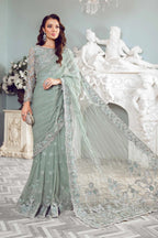Heavy Embroidered Net Saree | Ready To Wear