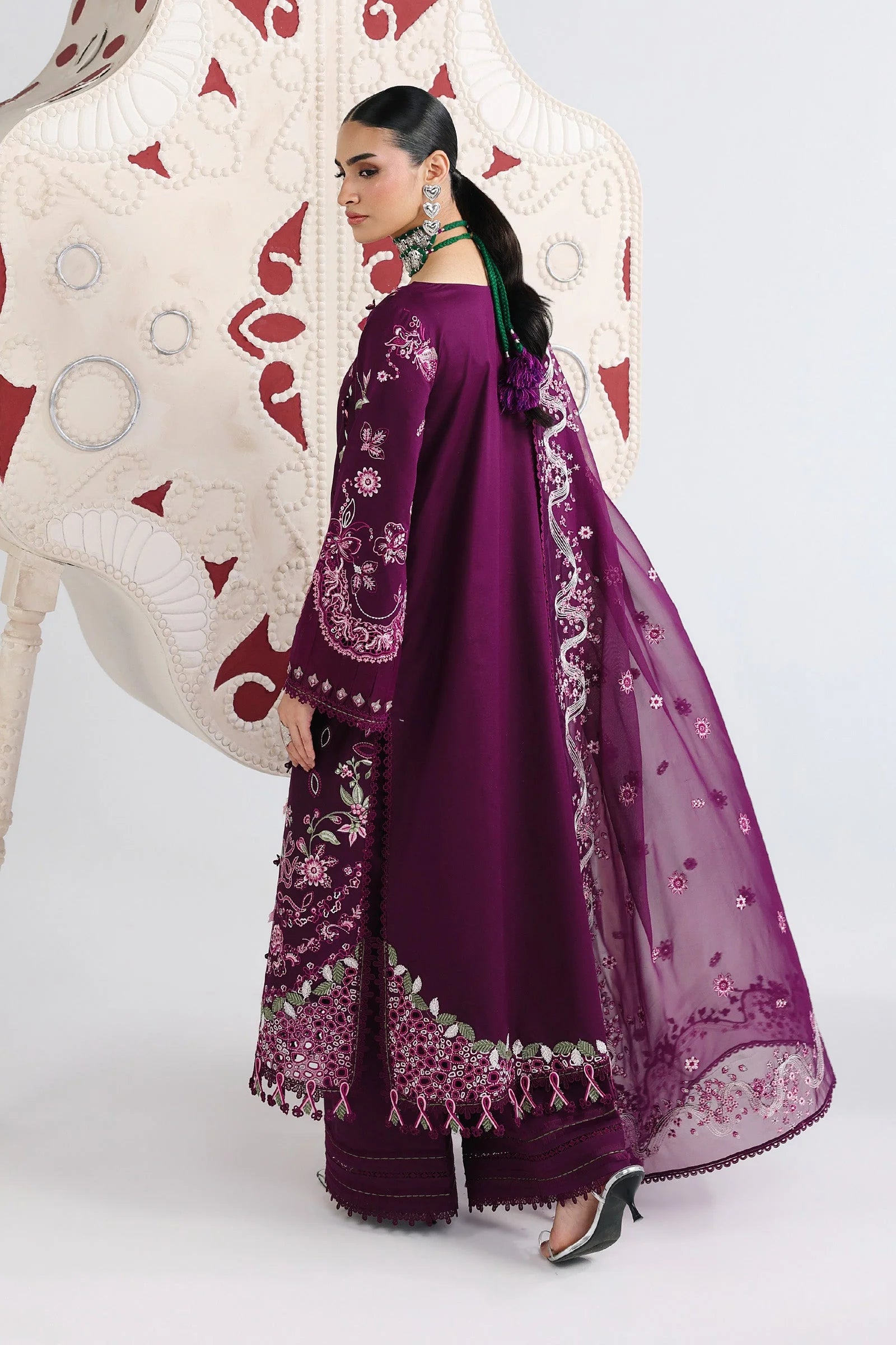 03-Piece Embroidered Lawn Suit With Chiffon Dupatta | Ready To Wear