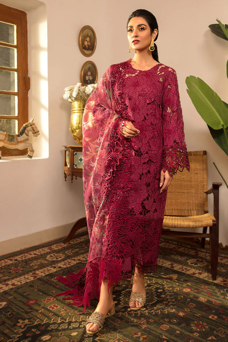 03-Piece Schiffli Embroidered Lawn Suit With Organza Dupatta | Ready To Wear
