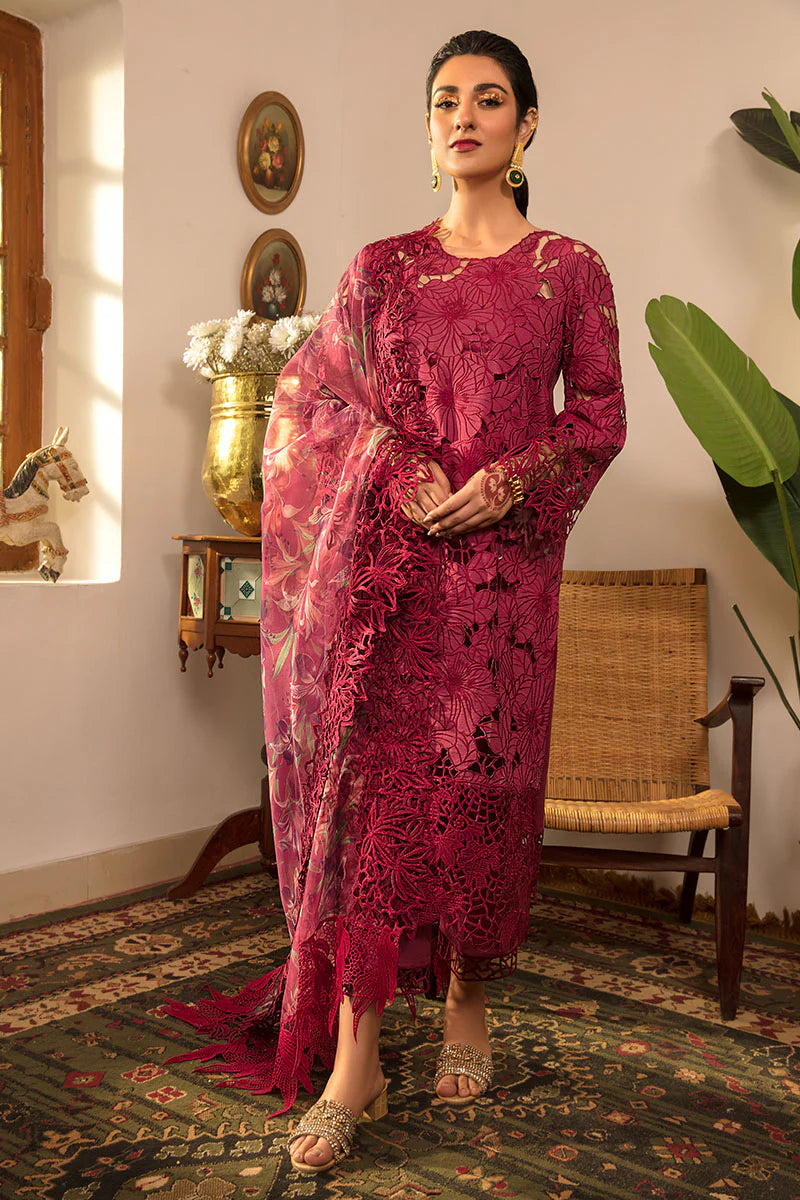 03-Piece Schiffli Embroidered Lawn Suit With Organza Dupatta | Ready To Wear