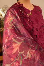 03-Piece Schiffli Embroidered Lawn Suit With Organza Dupatta | Ready To Wear