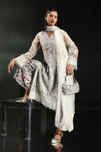 Icy White & Soft Floral Accent: Embroidered Organza Suit | Ready To Wear