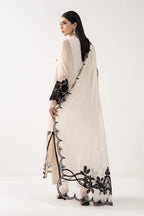 Cream Ivory Chiffon Suit With Jet Black Embroidery | Ready To Wear