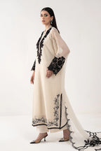 Cream Ivory Chiffon Suit With Jet Black Embroidery | Ready To Wear