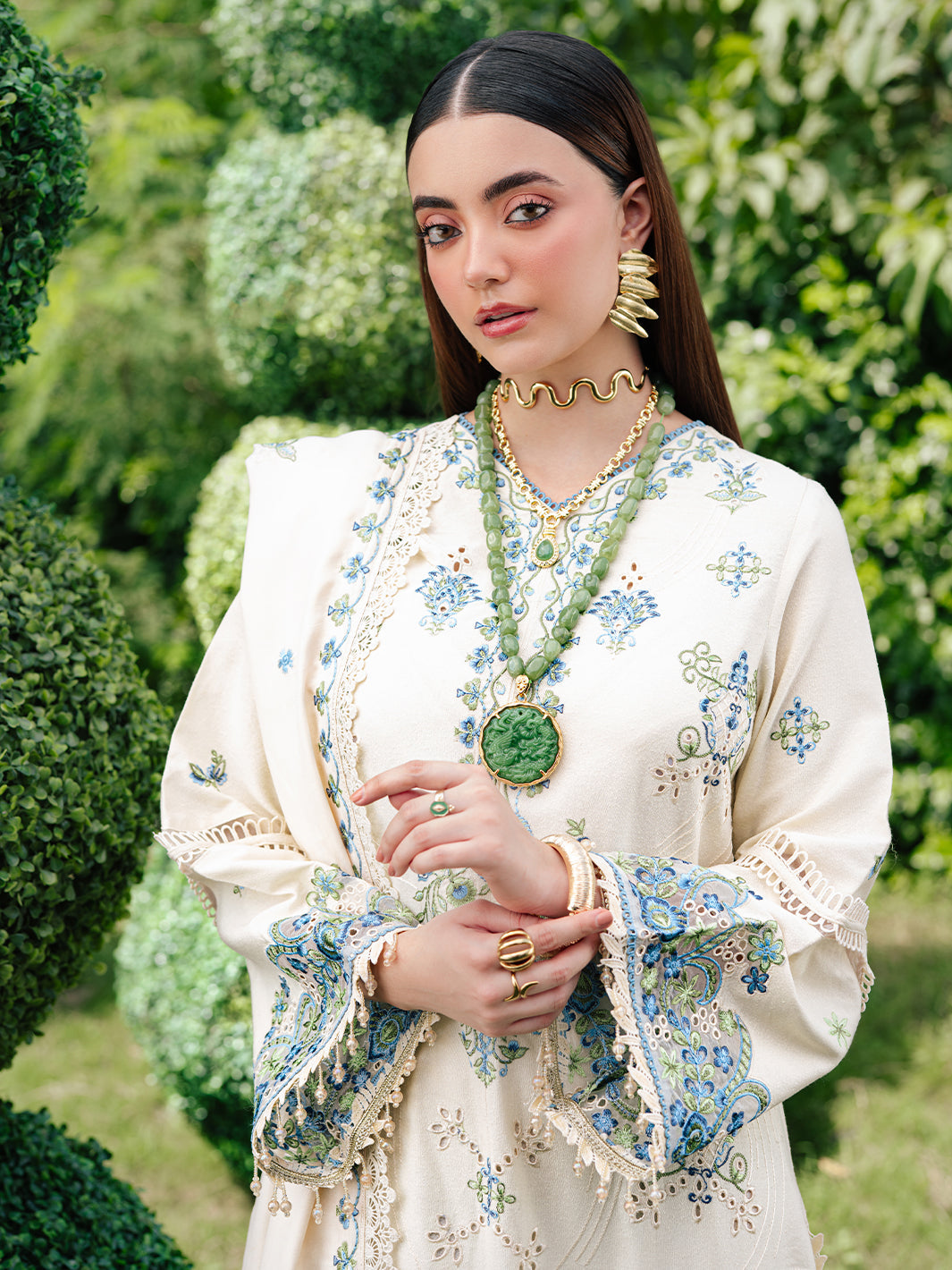 Heavy Embroidered Cotton Chikankari Suit Ready To Wear