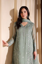 The Sage Whisper: Ethereal Embroidered Chiffon Suit | Ready To Wear