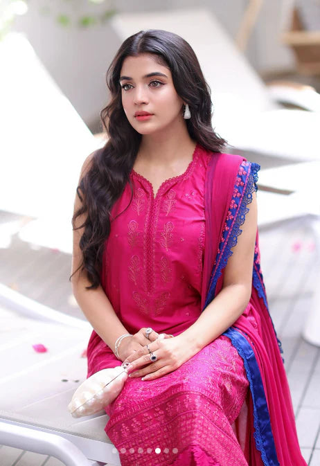 03-Piece Lawn Suit With Chiffon Dupatta | Ready To Wear