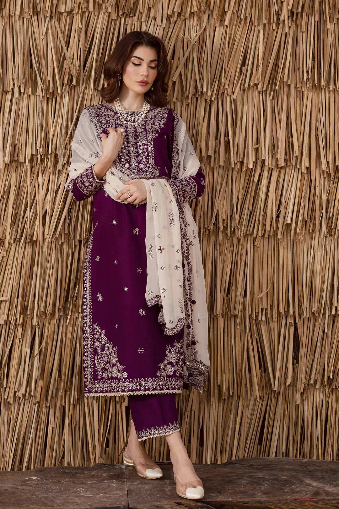 03-Piece Chiffon Suit With Embroidery | Ready To Wear