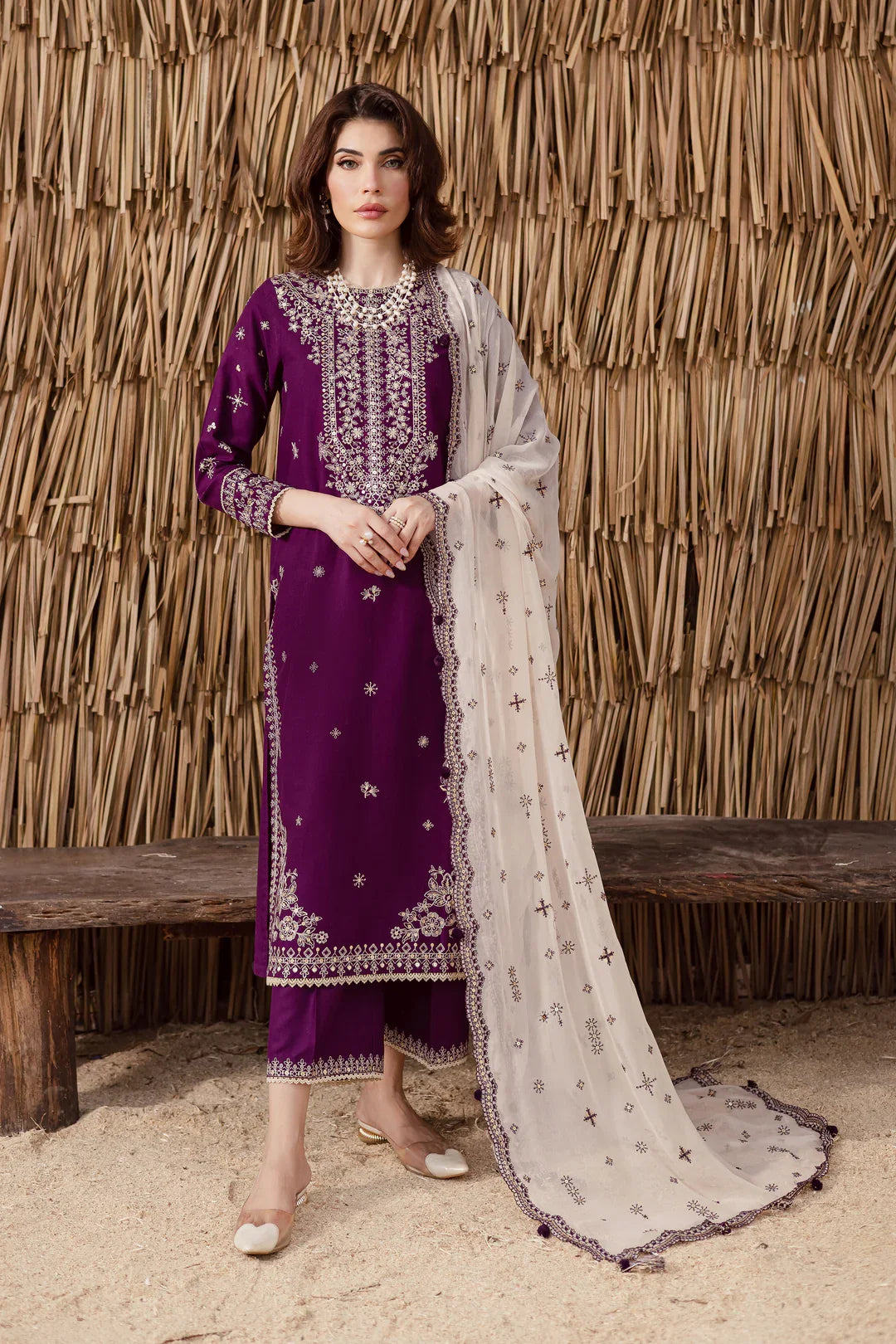 03-Piece Chiffon Suit With Embroidery | Ready To Wear