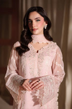 Soft Rose Pink: Embroidered Chiffon Suit With Malai Trouser | Ready To Wear