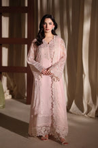 Soft Rose Pink: Embroidered Chiffon Suit With Malai Trouser | Ready To Wear
