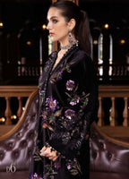 Midnight Black & Lavender: Folral Embroidered Silk Suit