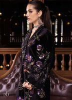 Midnight Black & Magenta Floral: Embroidered Velvet Suit | Ready To Wear