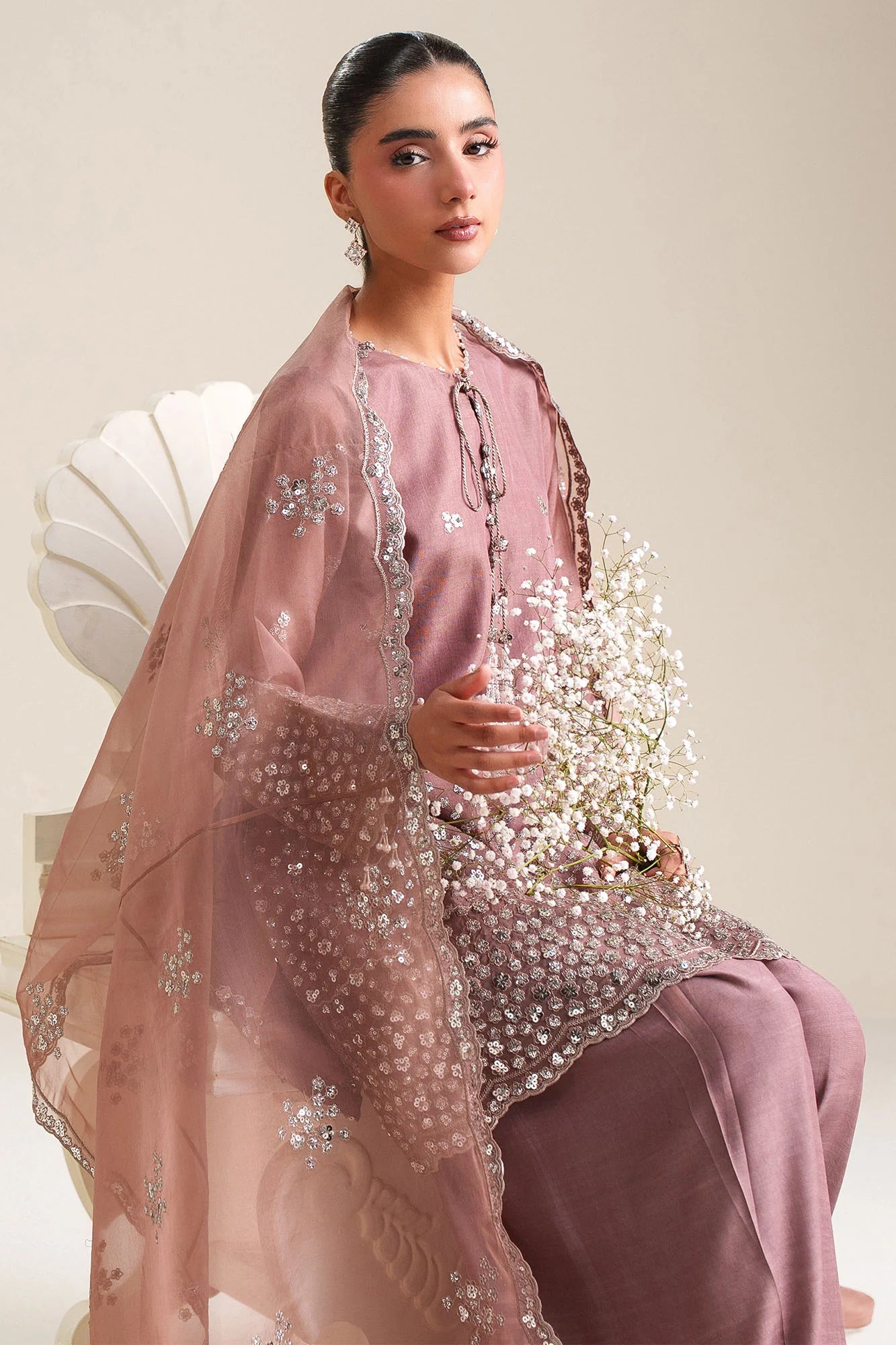 03-Piece Cotton Silk Suit With Organza Dupatta | Ready To Wear