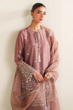 03-Piece Cotton Silk Suit With Organza Dupatta | Ready To Wear