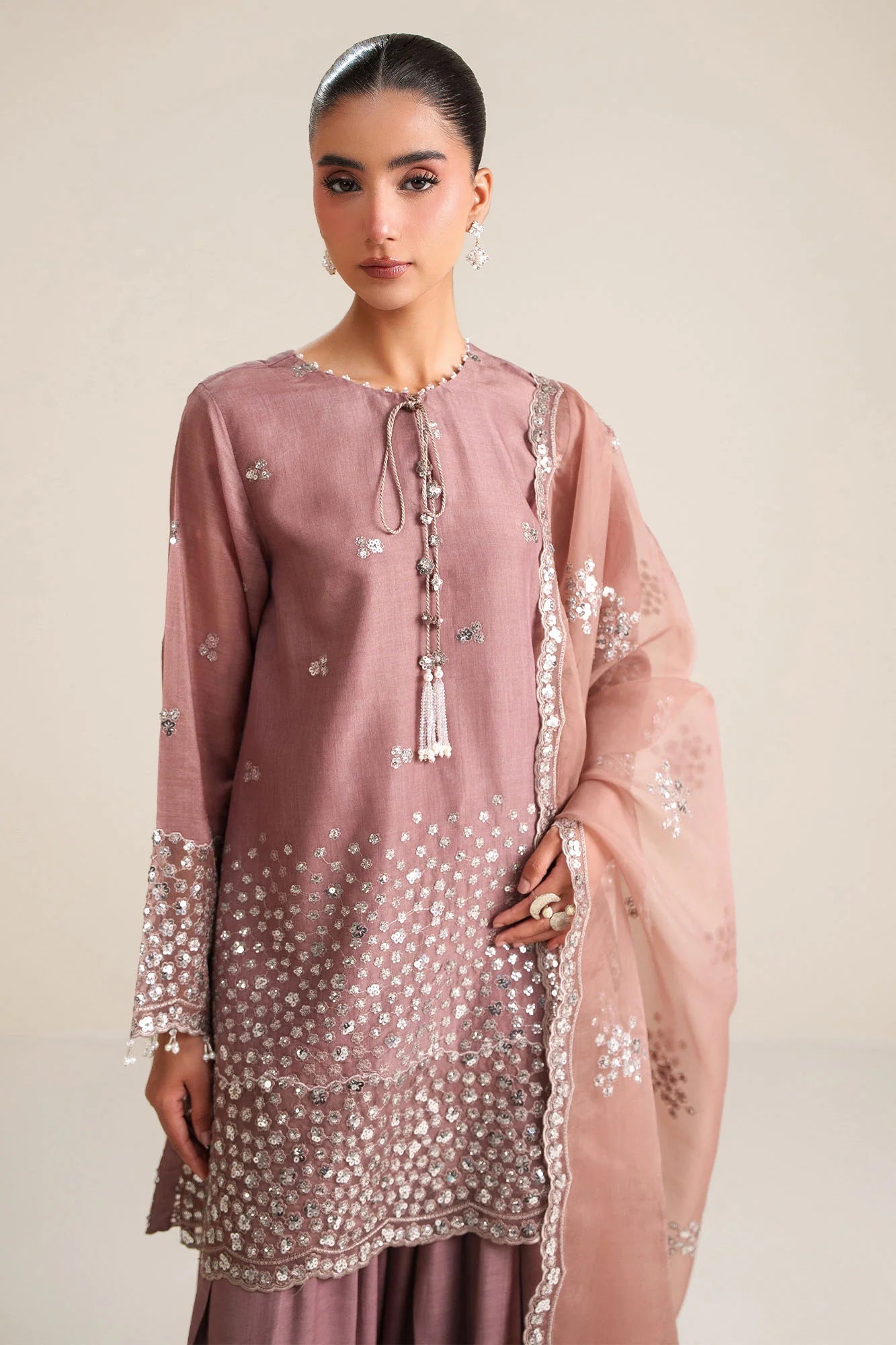 03-Piece Cotton Silk Suit With Organza Dupatta | Ready To Wear