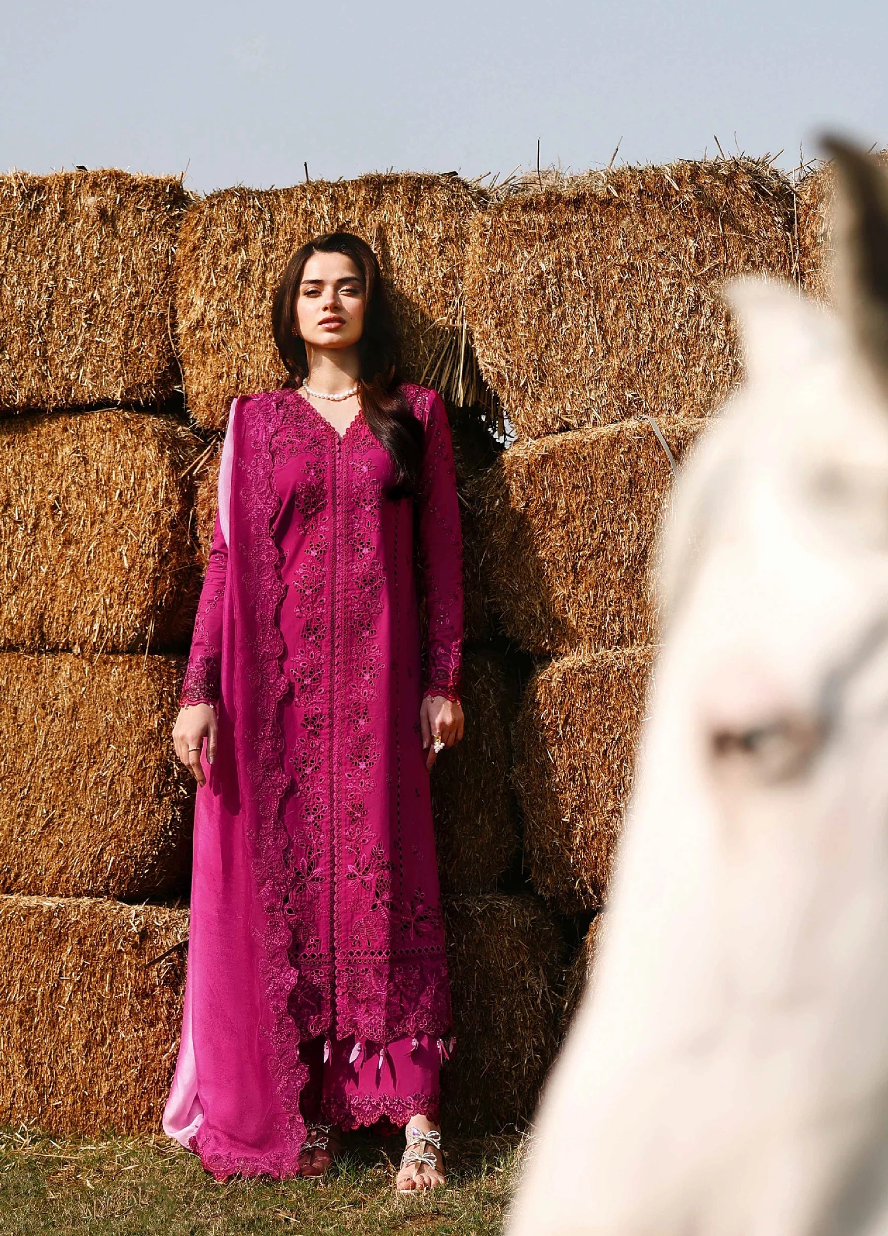 03-Piece Embroidered Lawn Suit With Chiffon Dupatta | Ready To Wear