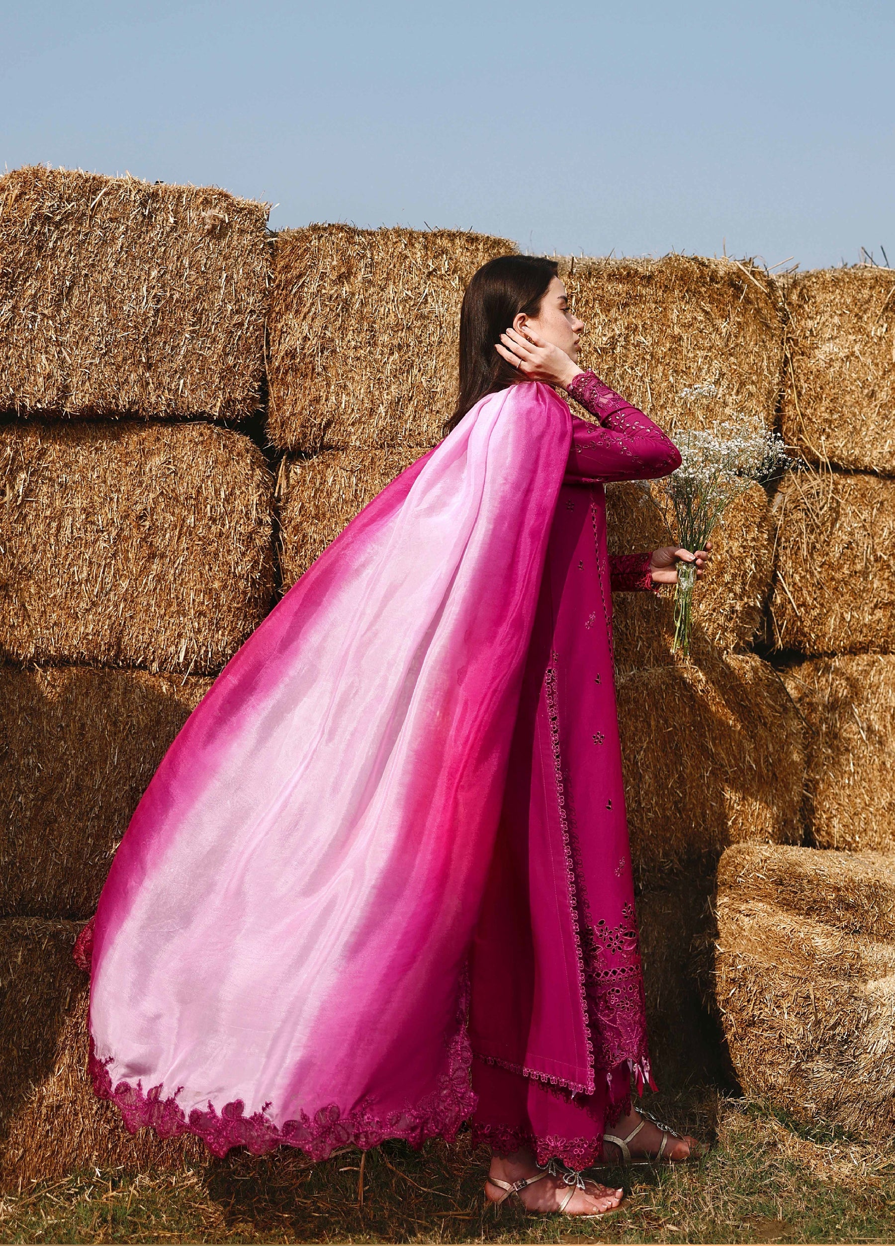 03-Piece Embroidered Lawn Suit With Chiffon Dupatta | Ready To Wear