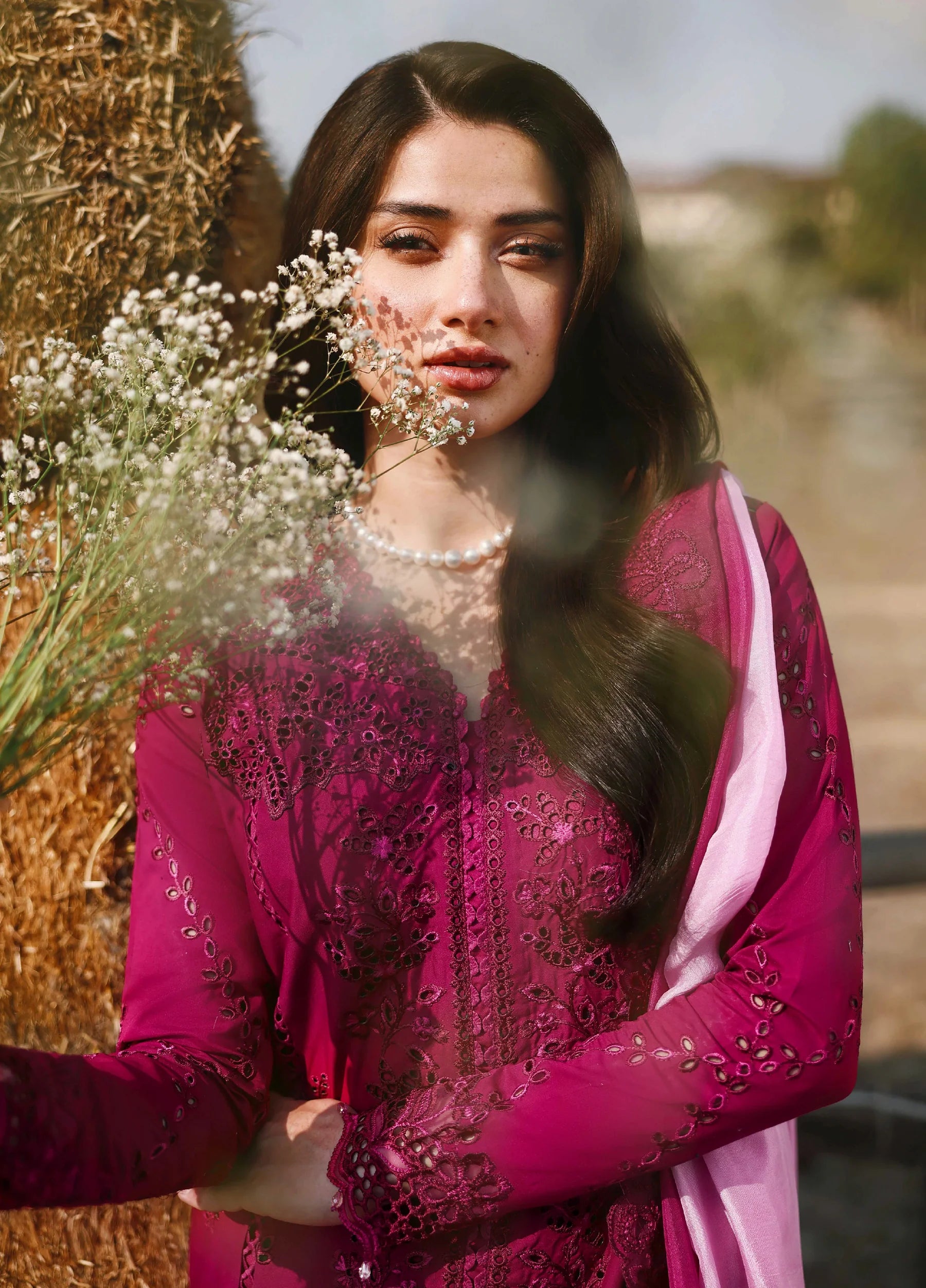03-Piece Embroidered Lawn Suit With Chiffon Dupatta | Ready To Wear