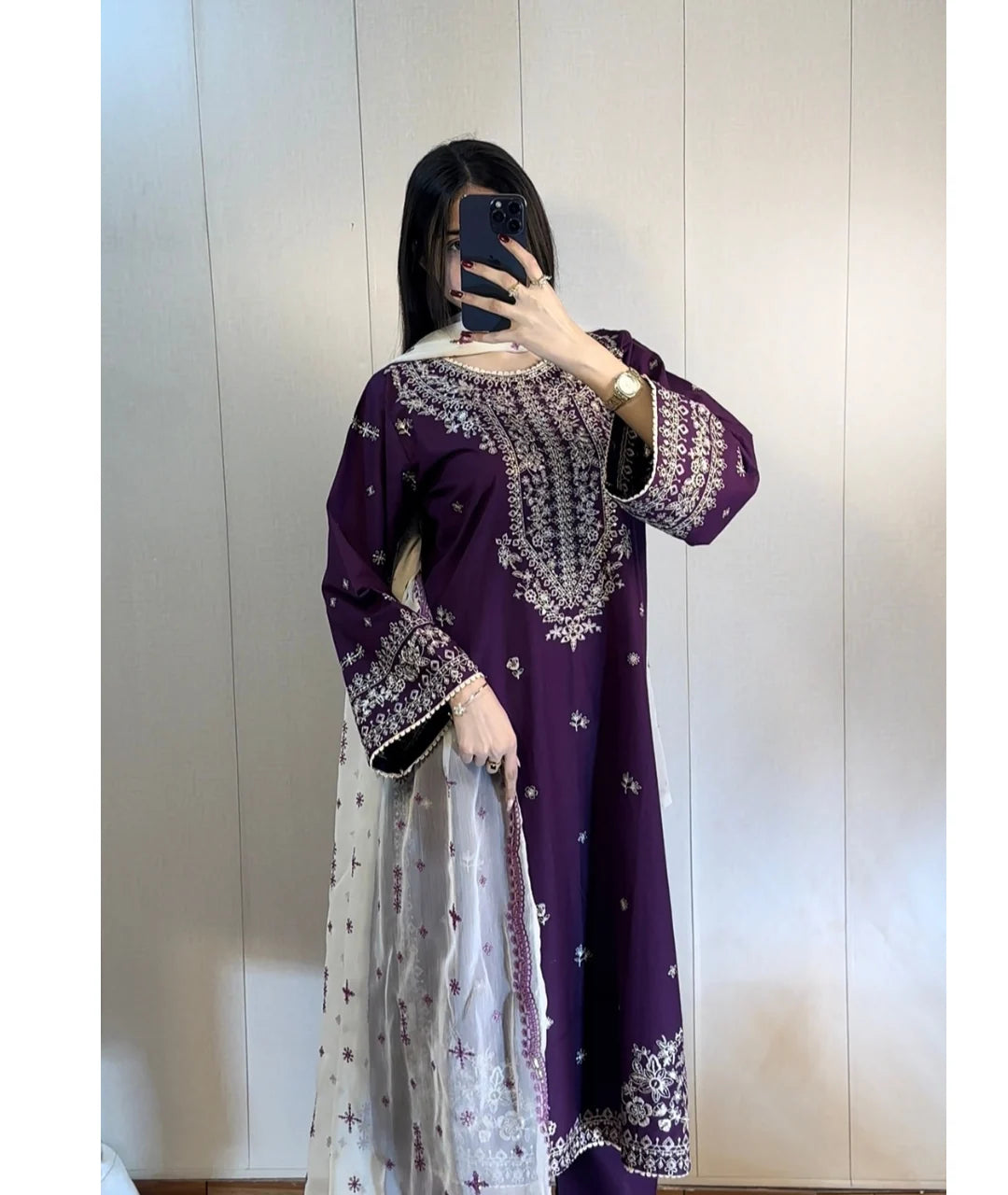 03-Piece Chiffon Suit With Embroidery | Ready To Wear