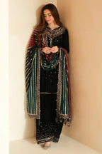 03-Piece Velvet Suit With Sequin Embroidery | Ready To Wear