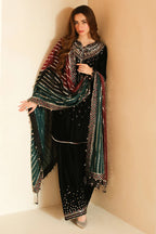 03-Piece Velvet Suit With Sequin Embroidery | Ready To Wear