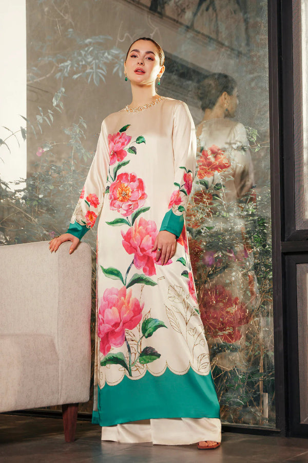 The Floral Canvas: Silk Printed Long Tunic Set | Ready To Wear