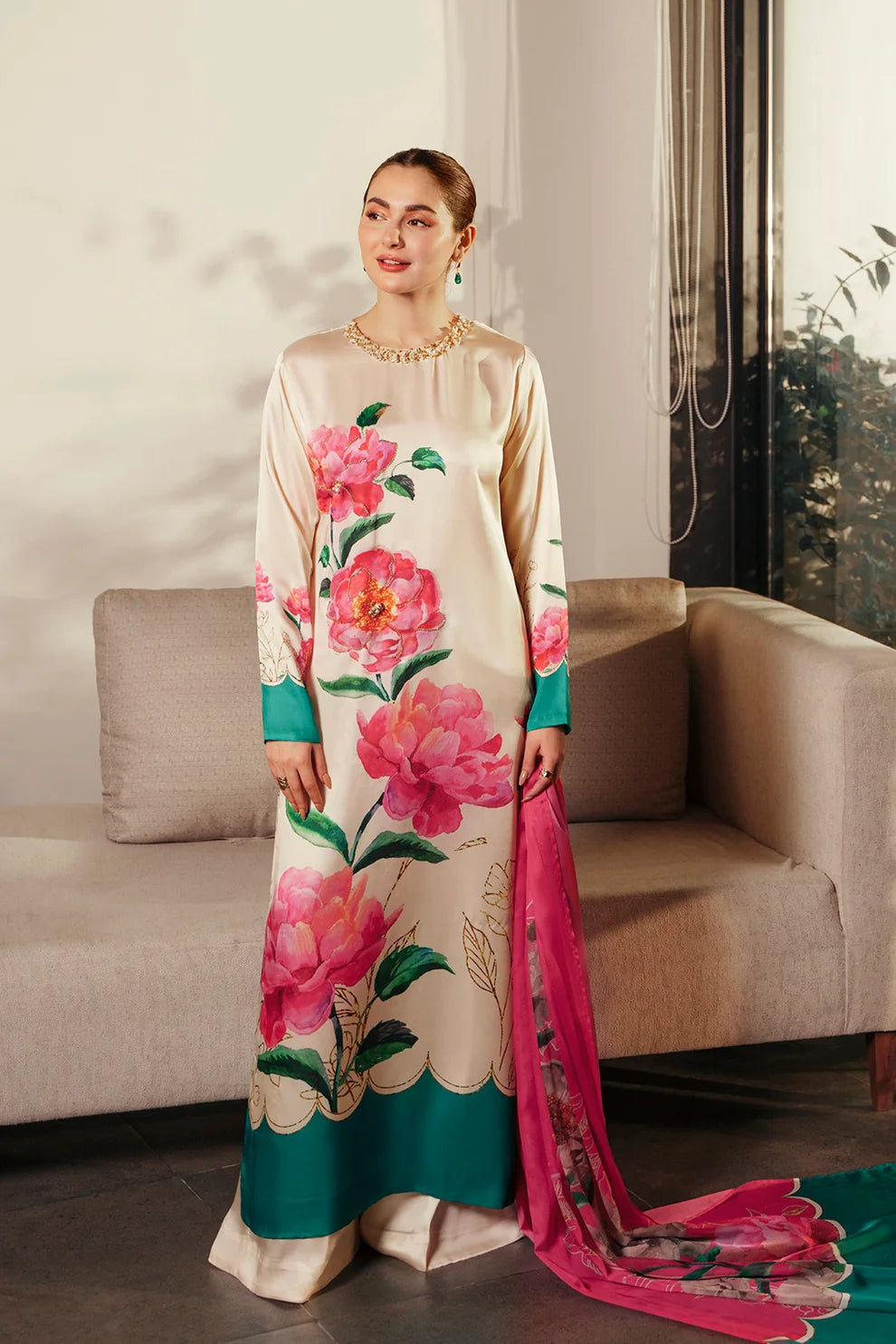 The Floral Canvas: Silk Printed Long Tunic Set | Ready To Wear