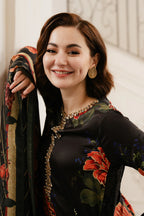 03-Piece Embroidered Shamoz Silk Suit | Ready To Wear