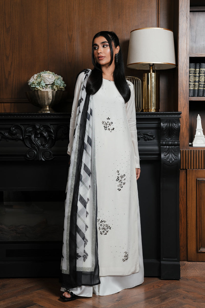Elegant Raw Silk Suit with Hand Adda Embellishment & Silk Digital Printed Dupatta